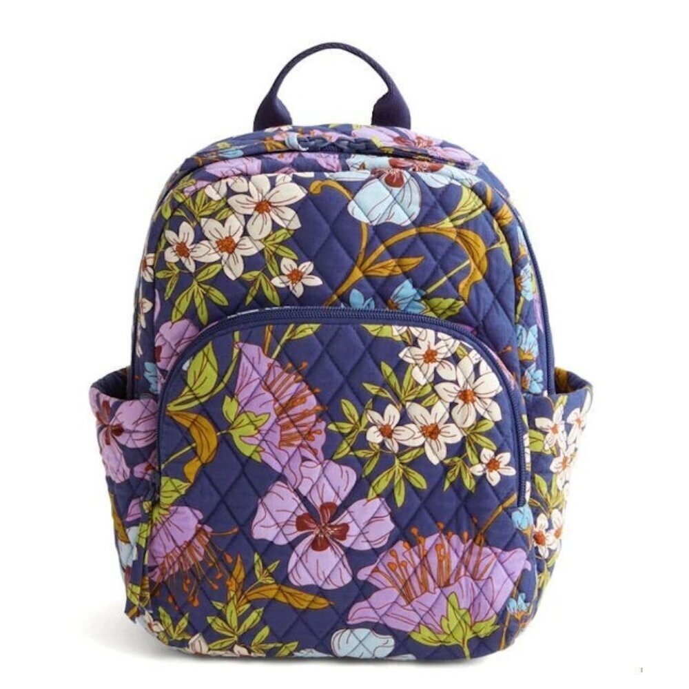 Vera Bradley Floral Coffee Garden Essential Compact Backpack NWT